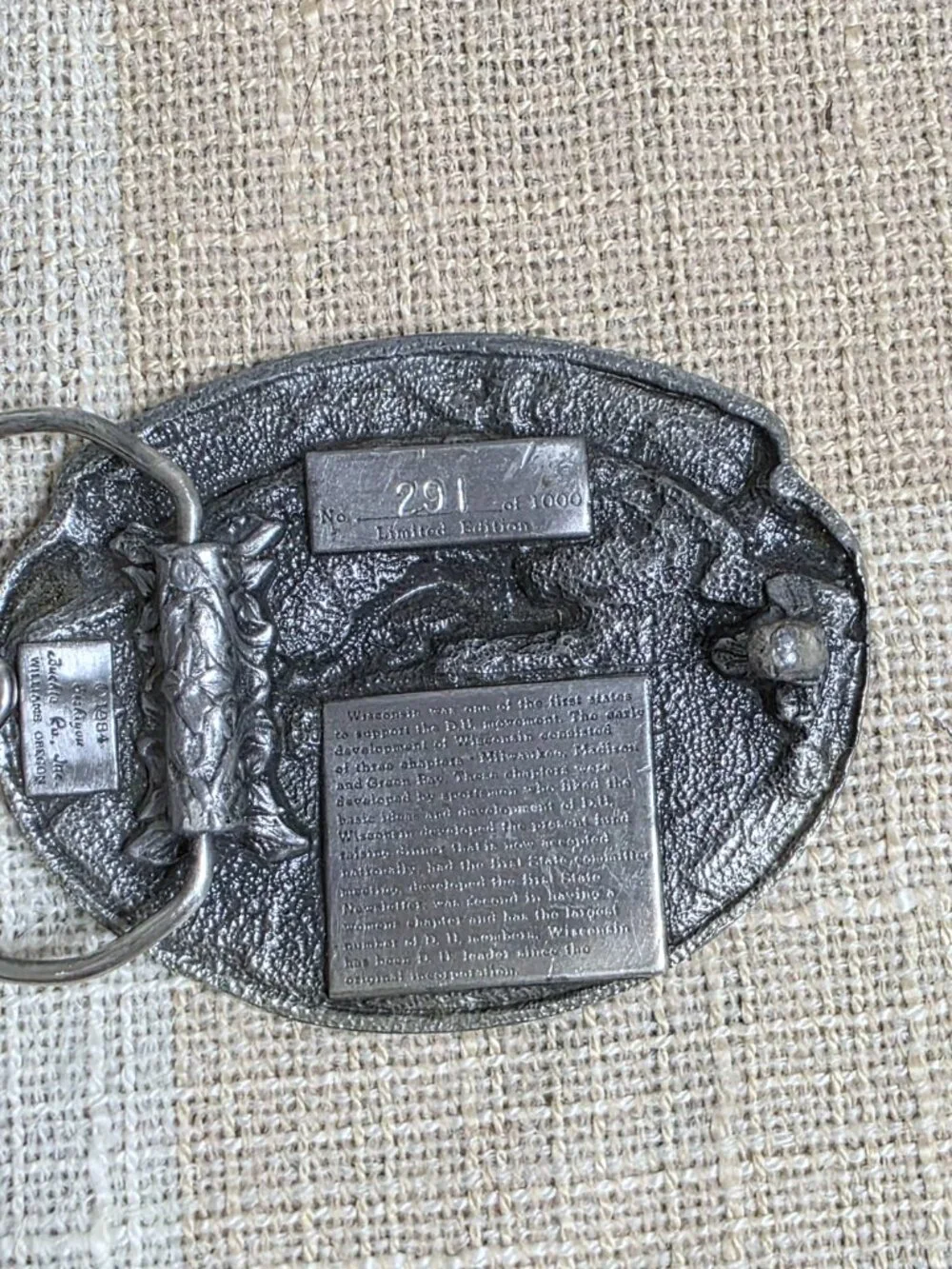 Vintage Dadcore Western Wisconsin Ducks Unlimited Silver Collectible Belt Buckle